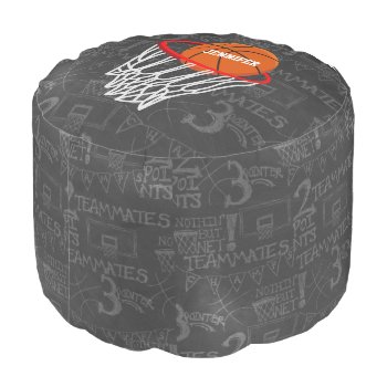 Personalized Chalkboard Basketball And Hoop Pouf by giftsbonanza at Zazzle