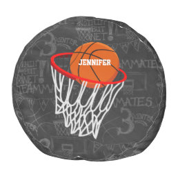 Personalized Chalkboard Basketball and Hoop Pouf