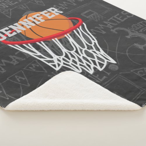 Personalized Chalkboard Basketball and Hoop Sherpa Blanket