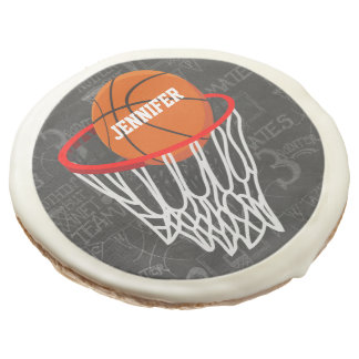 Personalized Chalkboard Basketball and Hoop Sugar Cookie