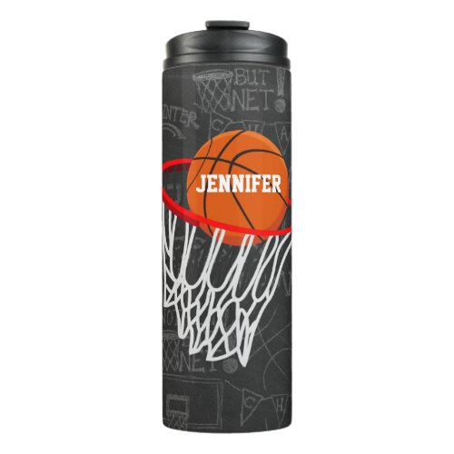 Personalized Chalkboard Basketball and Hoop Thermal Tumbler