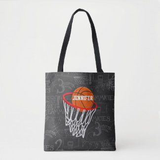 Personalized Chalkboard Basketball and Hoop Tote Bag
