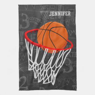 Personalized Chalkboard Basketball and Hoop Towel