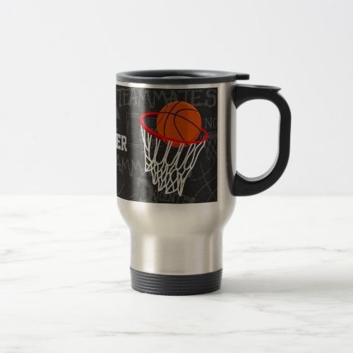 Personalized Chalkboard Basketball and Hoop Travel Mug