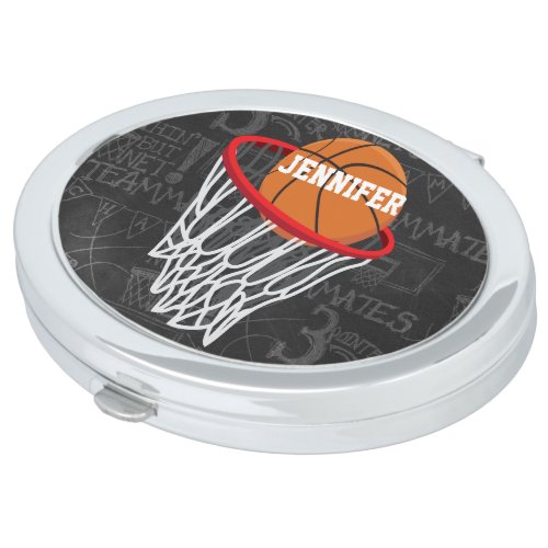 Personalized Chalkboard Basketball and Hoop Vanity Mirror