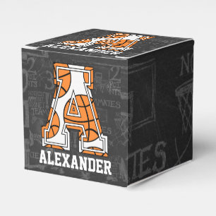 Personalized Chalkboard Basketball Letter A Favor Boxes