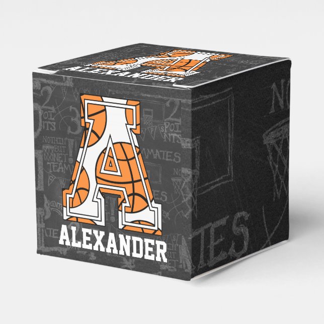 Personalized Chalkboard Basketball Letter A Favor Boxes (Front Side)