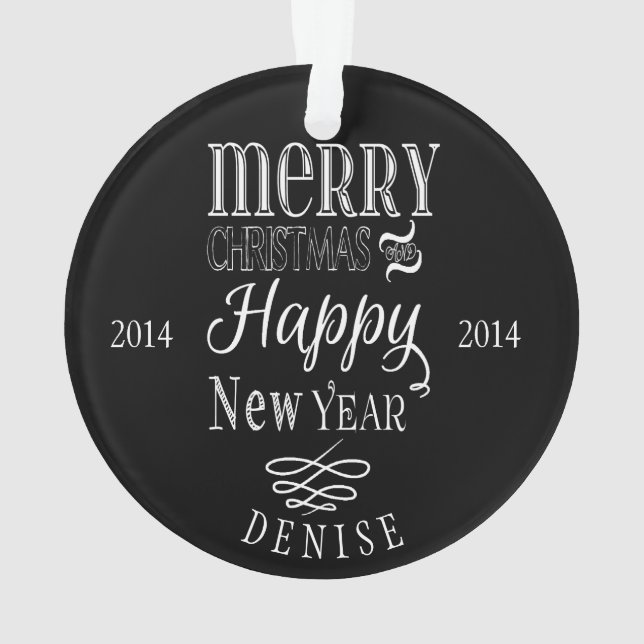 Personalized Chalkboard Christmas Ornament (Back)