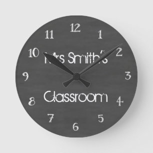 Personalized Chalkboard Classroom Round Clock