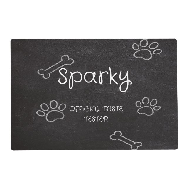 Personalized Chalkboard Doodle Pet Feeding Mat wit (Front)