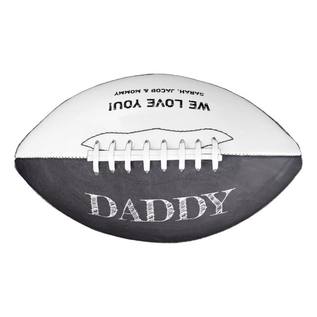 Personalized Chalkboard etched Daddy father's day Football (Front)