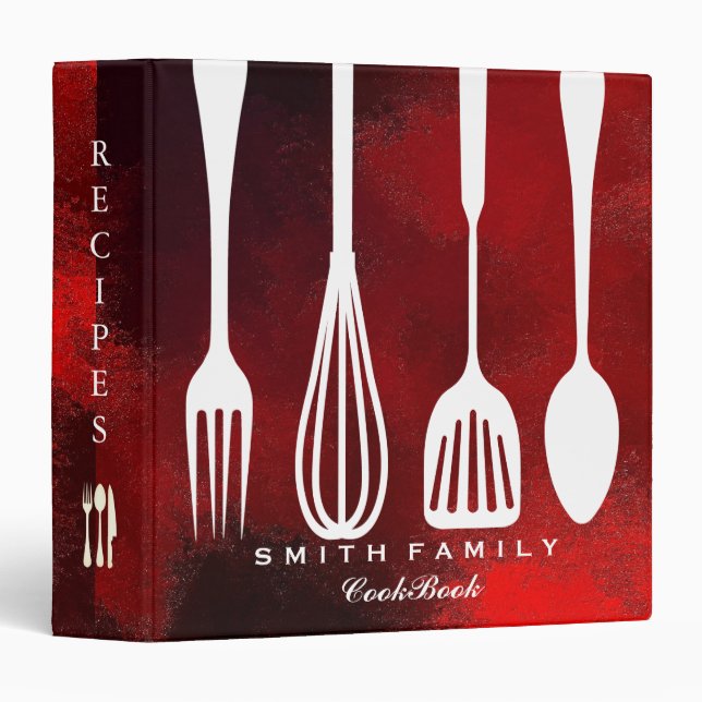 Personalized Chalkboard Family Recipe Cookbook 3 Ring Binder (Front/Spine)
