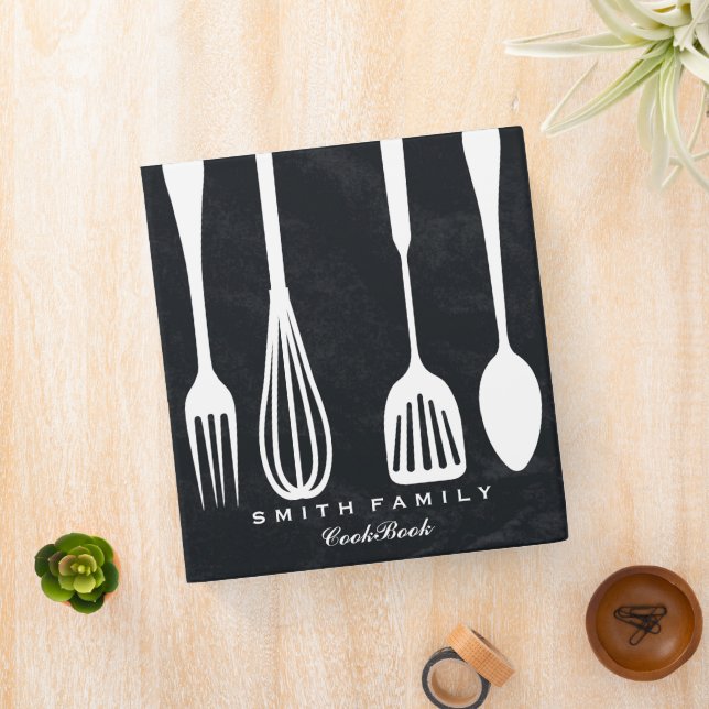 Personalized Chalkboard Family Recipe Cookbook 3 Ring Binder (In Situ)
