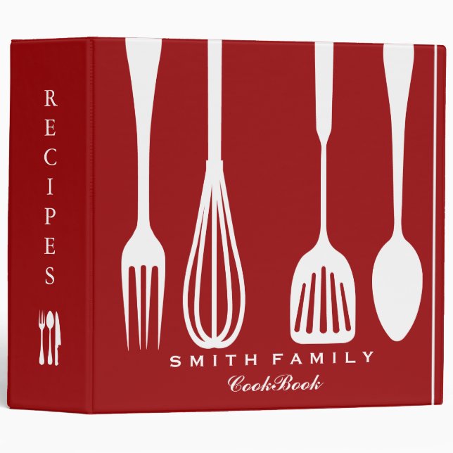 Personalized Chalkboard Family Recipe Cookbook Bin 3 Ring Binder (Front/Spine)