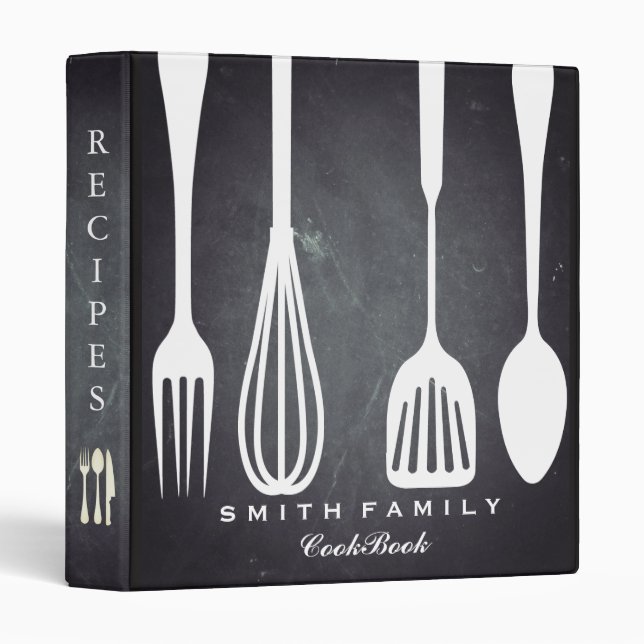Personalized Chalkboard Family Recipe Cookbook Binder (Front/Spine)