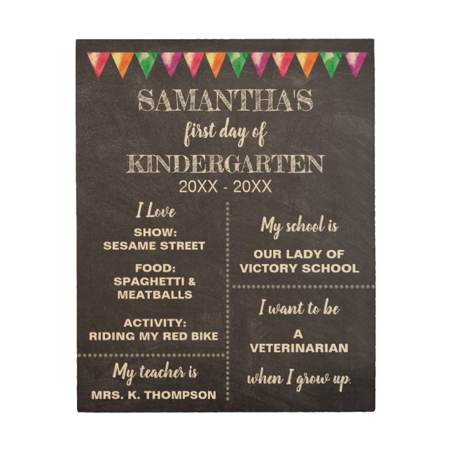 Personalized Chalkboard first day of school sign (Front)