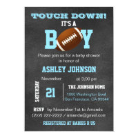 Personalized Chalkboard Football Theme Baby Shower Card