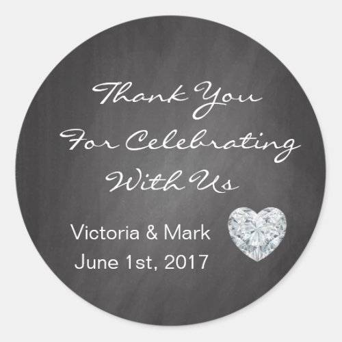 Personalized Chalkboard Heart Wedding Favors Classic Round Sticker