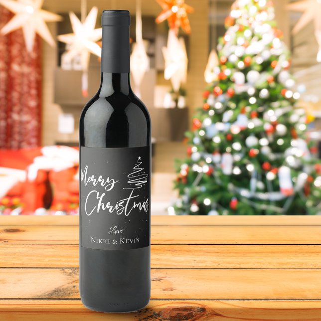 Personalized Chalkboard | Merry Christmas Wine Label (Personalized Chalkboard | Merry Christmas Wine Label)