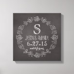 Personalized Chalkboard Monogram Wedding Date Canvas Print<br><div class="desc">Celebrate the wedding day or anniversary of your favorite bride and groom with this customizable keepsake! An elegant white scroll chalk border on a black chalkboard background surrounds a monogram, couple's names and wedding date. “until forever” is written in script below the wedding date. Makes a beautiful, modern, personalized gift....</div>