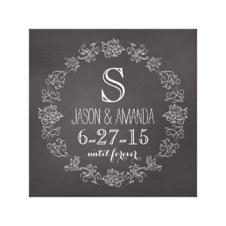 Personalized Chalkboard Monogram Wedding Date Canvas Print