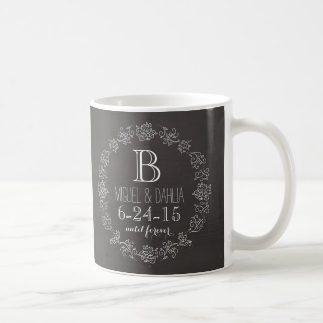 Personalized Chalkboard Monogram Wedding Date Coffee Mug (Right)