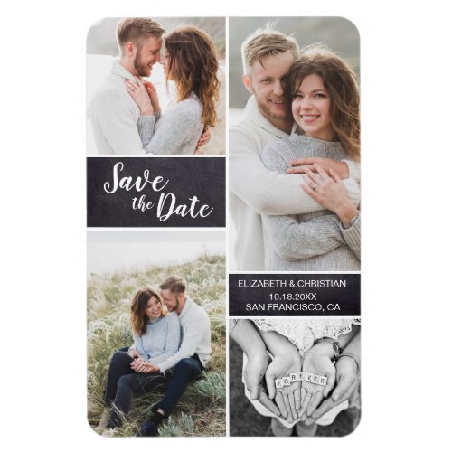 Personalized Chalkboard Photo Collage Wedding Magnet