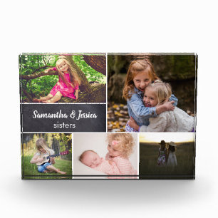 Personalized Chalkboard Sisters Photo Collage Block