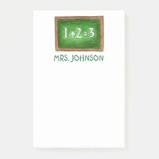 Personalized Chalkboard Slate Math School Teacher Post-it Notes