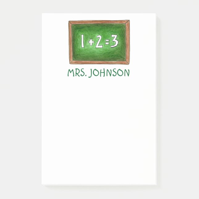 Personalized Chalkboard Slate Math School Teacher Post-it Notes (Front)