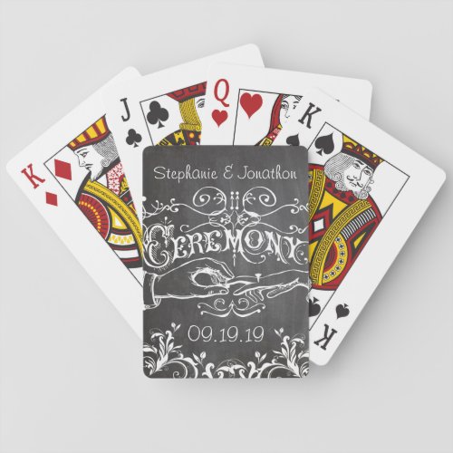 Personalized Chalkboard Vintage Wedding Playing Cards