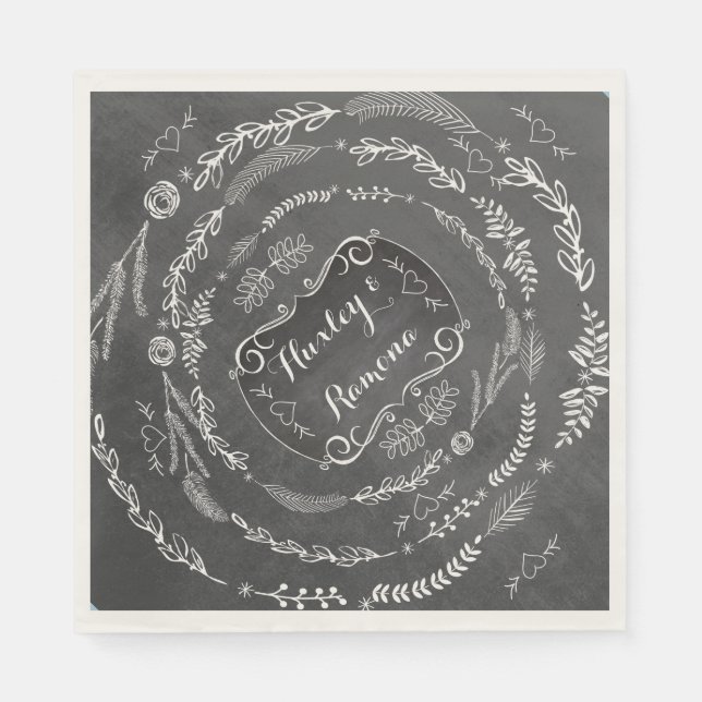 Personalized Chalkboard Wedding Paper Napkins (Front)