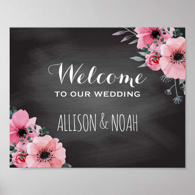 Personalized Chalkboard Wedding | Welcome Sign (Front)