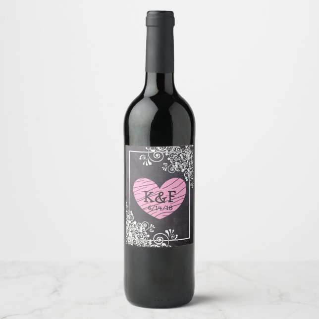 Personalized Chalkboard Wine Bottle Lables Label (Front)