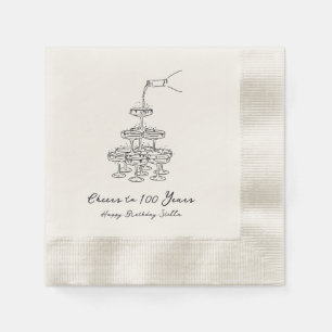 Personalized Champagne 100th Birthday Napkins