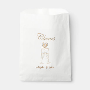 Personalized Champagne Glasses and Hearts Favor Bag