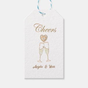 Personalized Champagne Glasses and Hearts Gift Tags