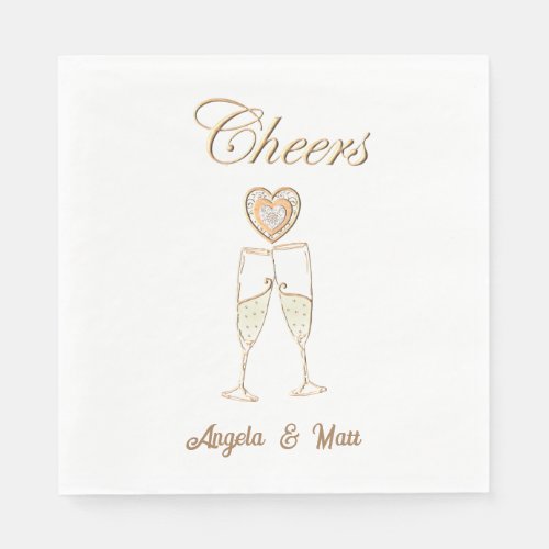 Personalized Champagne Glasses and Hearts  Napkins