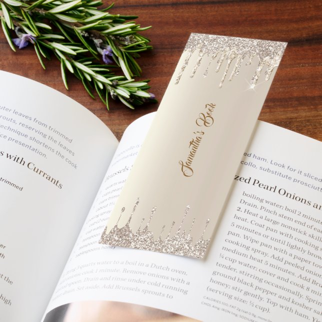 Personalized Champagne Glitter Drips Bookmarks (Book)