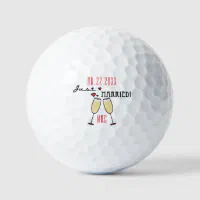 Personalized Champagne Hearts Just Married Golf Balls