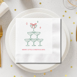 Personalized Champagne Retro Christmas Cocktail Napkins