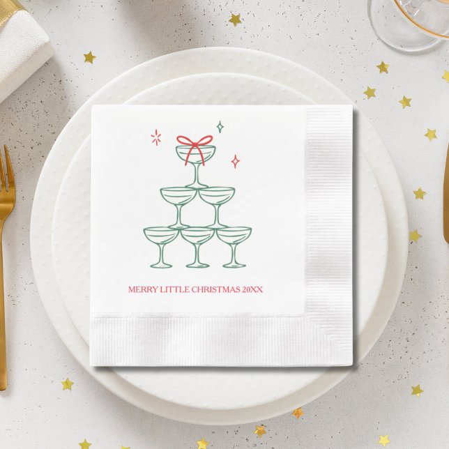 Personalized Champagne Retro Christmas Cocktail Napkins (Personalized Champagne Retro Christmas Cocktail Napkins
)