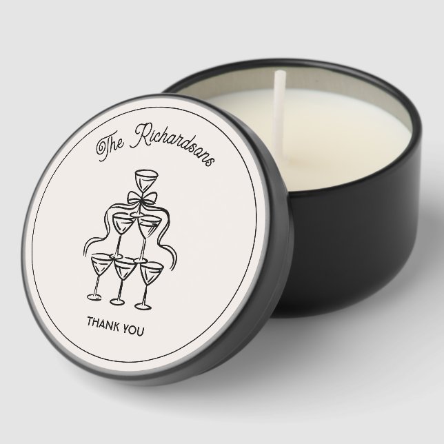Personalized Champagne Tower Thank You Wedding Mini Candle Favors (Corner)
