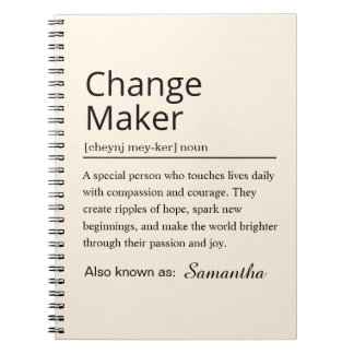 Personalized Change Maker Definition Notebook