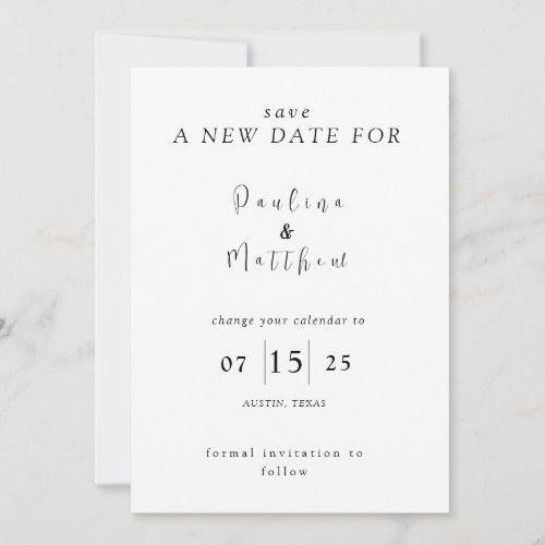 Personalized Change the Wedding Date  Invitation