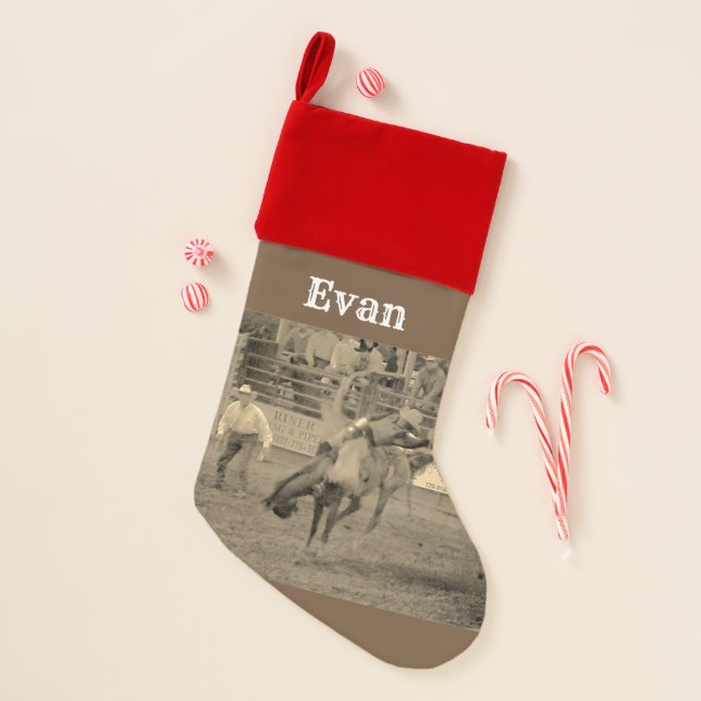Personalized Changeable Rodeo Cowboy Christmas Stocking (Front)
