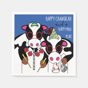 Personalized Chanukah Cocktail Napkins "Cows"