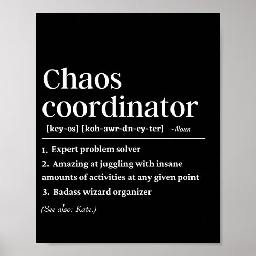 Personalized Chaos Coordinator definitin  Poster
