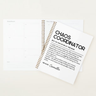 Personalized Chaos Coordinator Notebook, Funny Def Planner