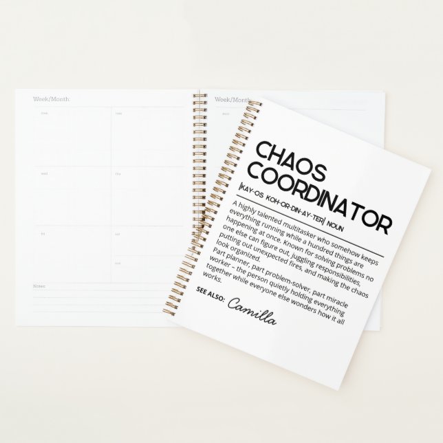 Personalized Chaos Coordinator Notebook, Funny Def Planner (Display)